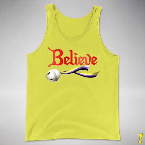 Believe Nonbinary Pride Jingle Bell Premium Tank Top - Neon Yellow